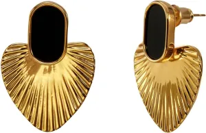 Earrings Fashion Vintage Chunky Gold Drop halt Earrings Trendy Prom Wedding Beach Dangle Earrings gold earrings for women24K Gold Plated Heart Statement 