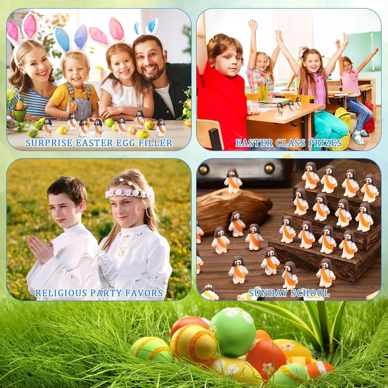 Easter Church Sunday School Craft Baptism Gift(Orange) Barydat 100 Pcs Mini Jesus Figurines Bulk Little Jesus Figures to Hide and Seek Pocket Tiny Christ Savior Toy Religious Party measure wield Favors for 