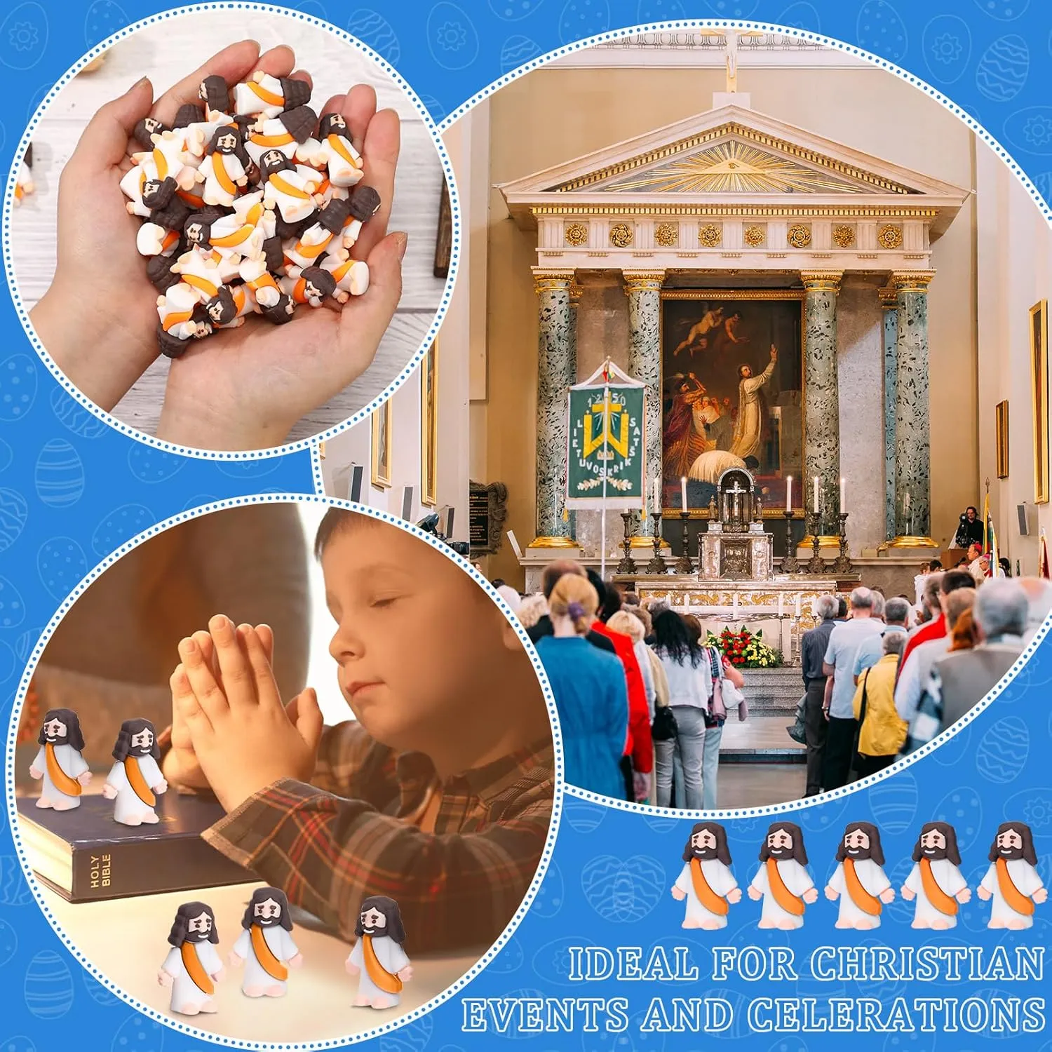 Easter Church Sunday School Craft Baptism Gift(Orange) Barydat 100 Pcs Mini Jesus Figurines Bulk Little Jesus Figures to Hide and Seek Pocket Tiny Christ Savior Toy Religious Party measure wield Favors for 