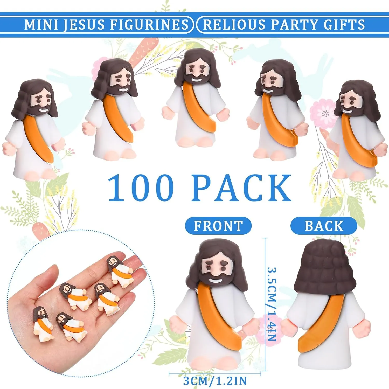 Easter Church Sunday School Craft Baptism Gift(Orange) Barydat 100 Pcs Mini Jesus Figurines Bulk Little Jesus Figures to Hide and Seek Pocket Tiny Christ Savior Toy Religious Party measure wield Favors for 