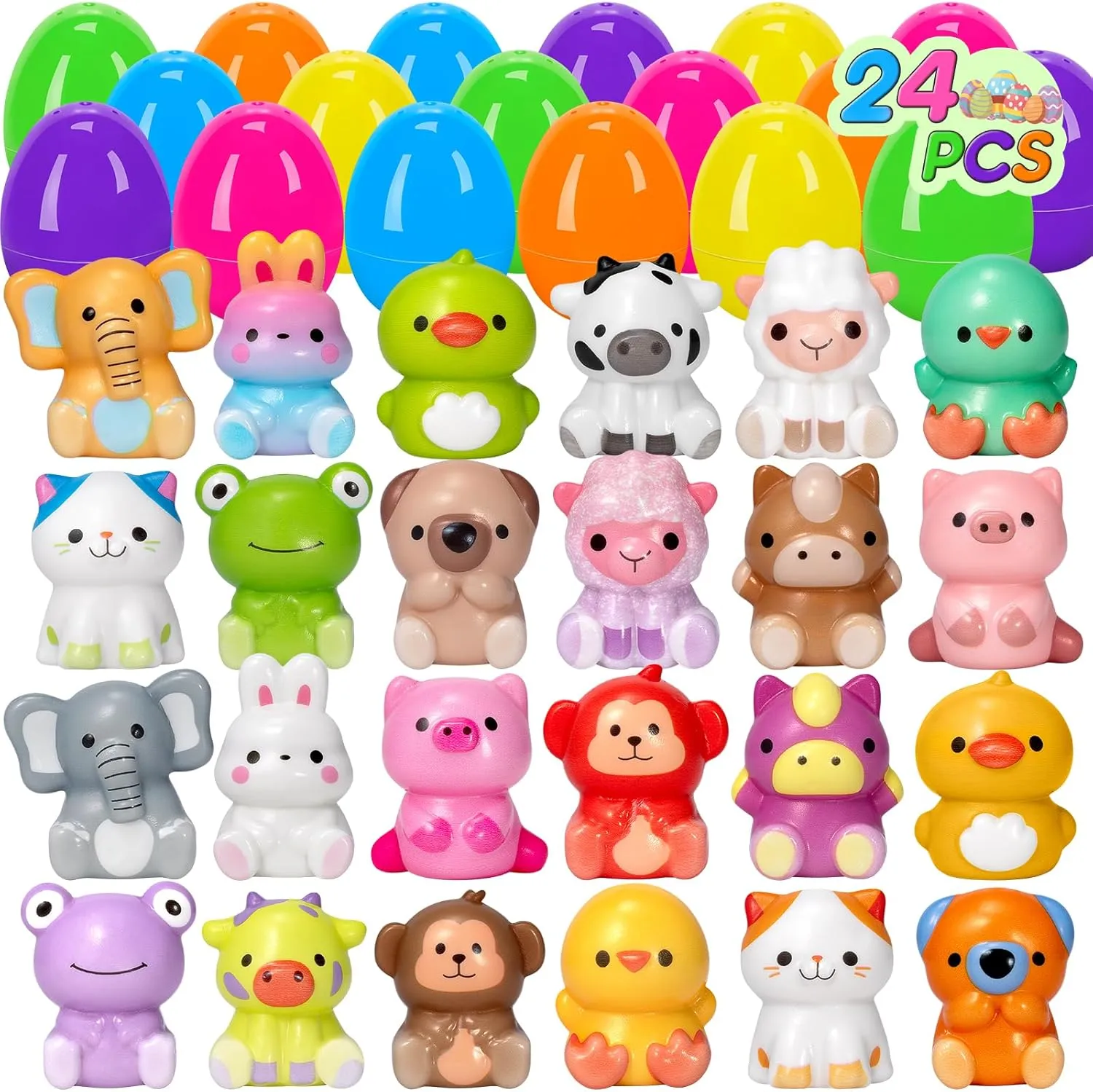Easter Eggs with Toys Slow Rising Squishy Toys Easter Basket Stuffers for Toddler Easter Gifts for Kids$Squishies Easter Toys for Toddlers$Easter Party Favors$Easter Egg Hunt lithograph implausible 24 PCS Prefilled 