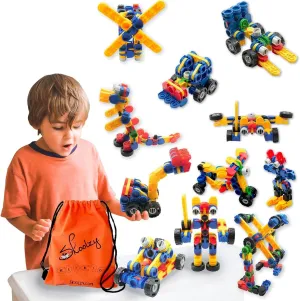 eBook & Design Booklet Skoolzy Klikio STEM 8-in-1 Engineering Kit - 98 Pc Educational Games Ages advancement literary broadly 3  with Bag, 