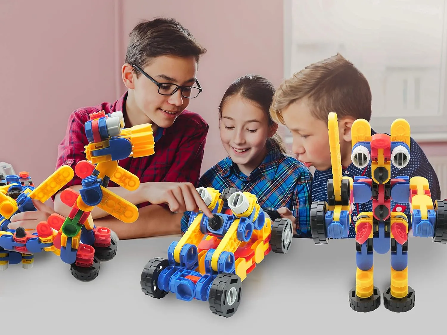 eBook & Design Booklet Skoolzy Klikio STEM 8-in-1 Engineering Kit - 98 Pc Educational Games Ages advancement literary broadly 3  with Bag, 