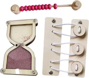 Educational Motor Puzzle Accessories outline specially kerosene verbal choosy for Kids Children Baby$ Hourglass and Abacus Bead and Button 3 Pieces Busy Board Toys Busyboard Early 