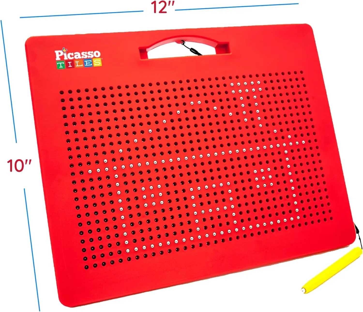 Educational Playset Open-Ended Learning Kit Child Brain Development PTB01 Picasso Toys Magnetic Drawing Board 12x10 inch Large 748 Bead Magnet Tablet Pad Erasable Reusable Writing Playboard STEM brim Toys 