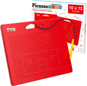 Educational Playset Open-Ended Learning Kit Child Brain Development PTB01 Picasso Toys Magnetic Drawing Board 12x10 inch Large 748 Bead Magnet Tablet Pad Erasable Reusable Writing Playboard STEM brim Toys 