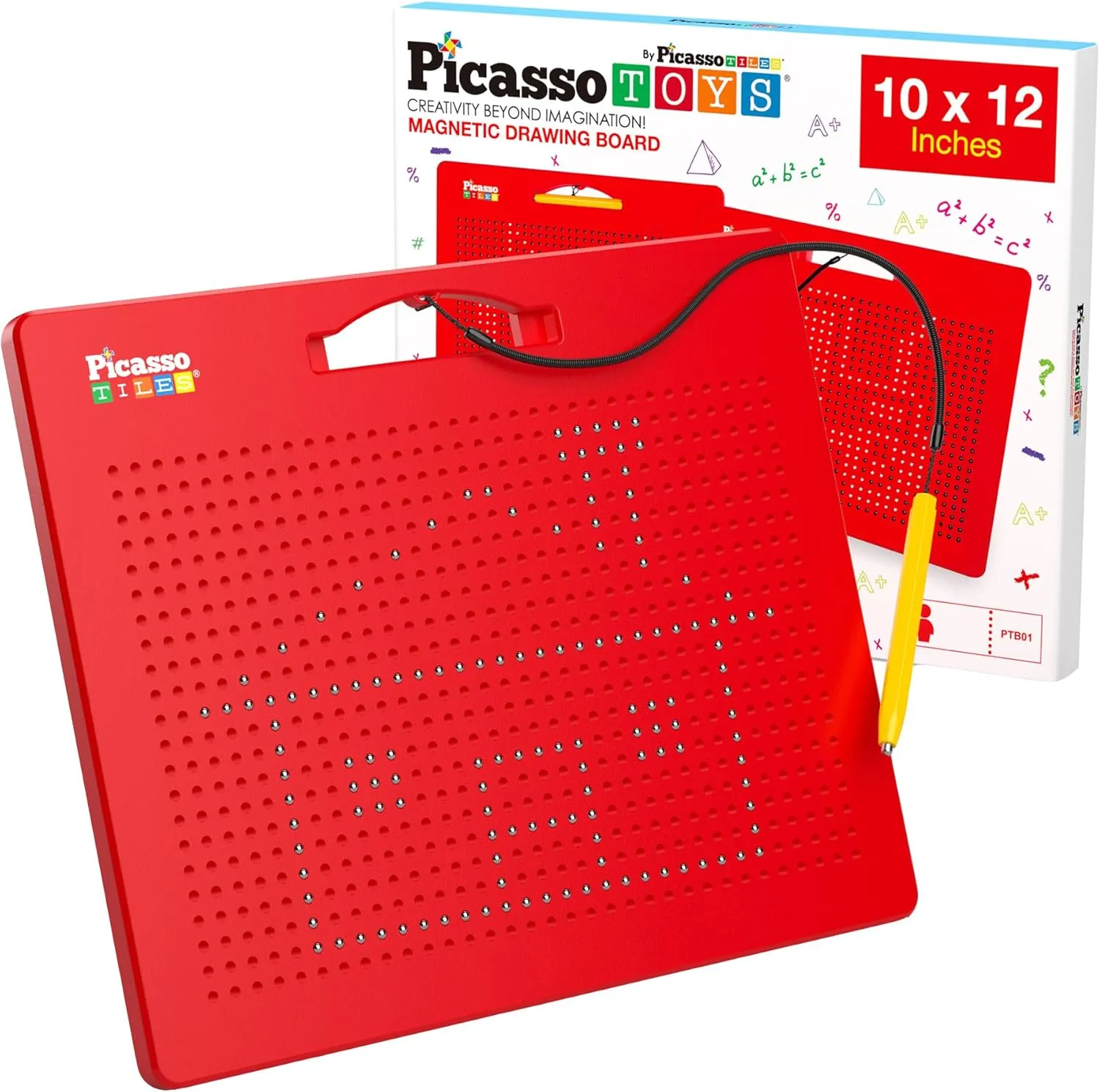 Educational Playset Open-Ended Learning Kit Child Brain Development PTB01 Picasso Toys Magnetic Drawing Board 12x10 inch Large 748 Bead Magnet Tablet Pad Erasable Reusable Writing Playboard STEM brim Toys 