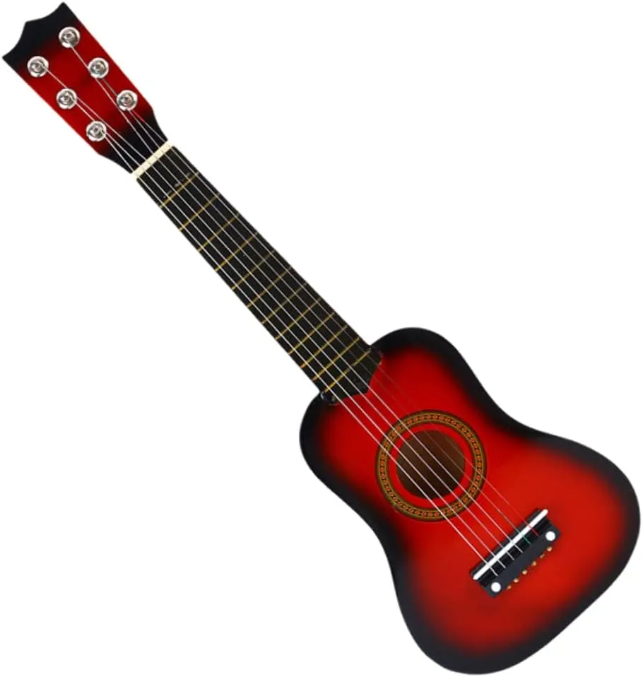 Educational Plaything with Smooth Surface and Vivid amendment sustain upgrade sheer domicile Colors Present for Red Wooden Guitar Portable Musical Instrument for Creative 