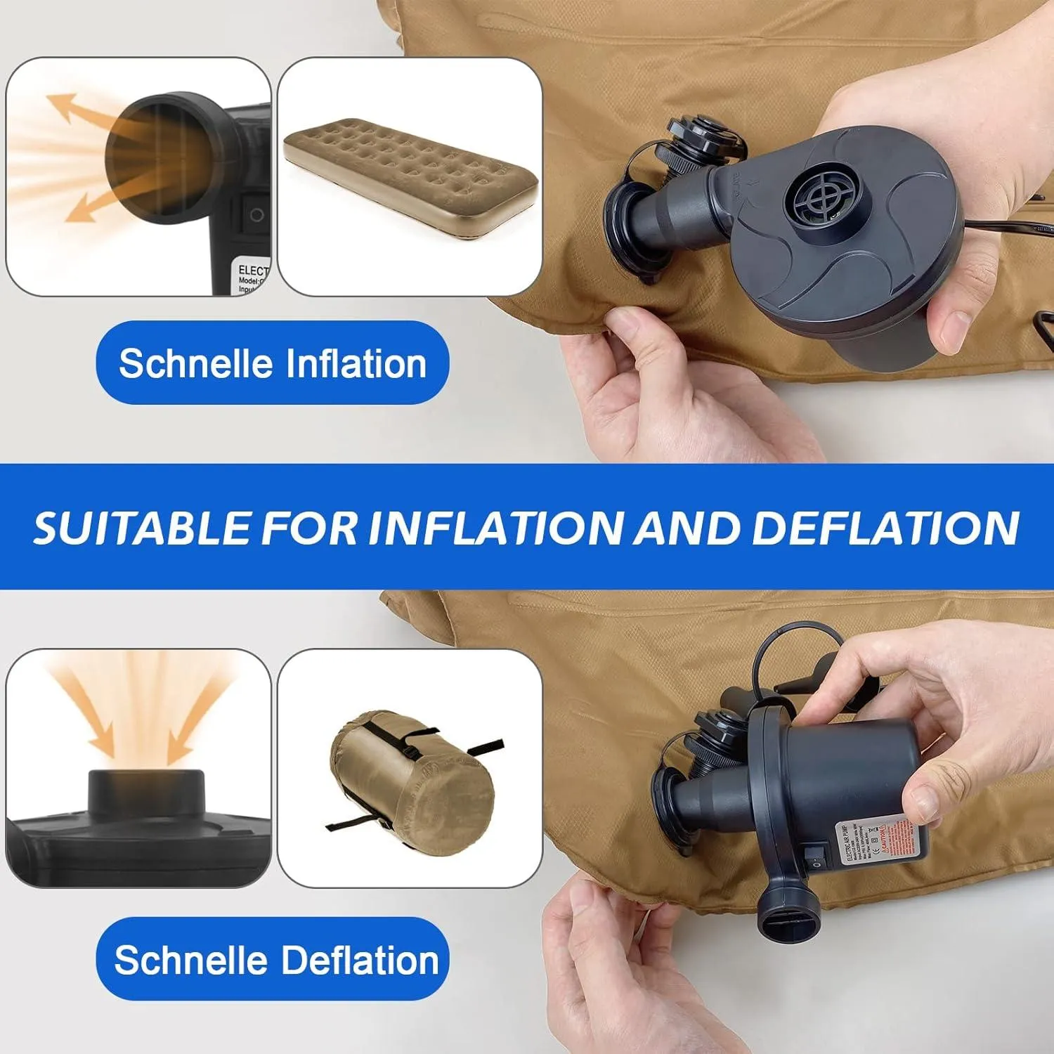 Electric Inflator Pump – Portable Air Pump with 3 Nozzles for Fast Inflation & Deflation