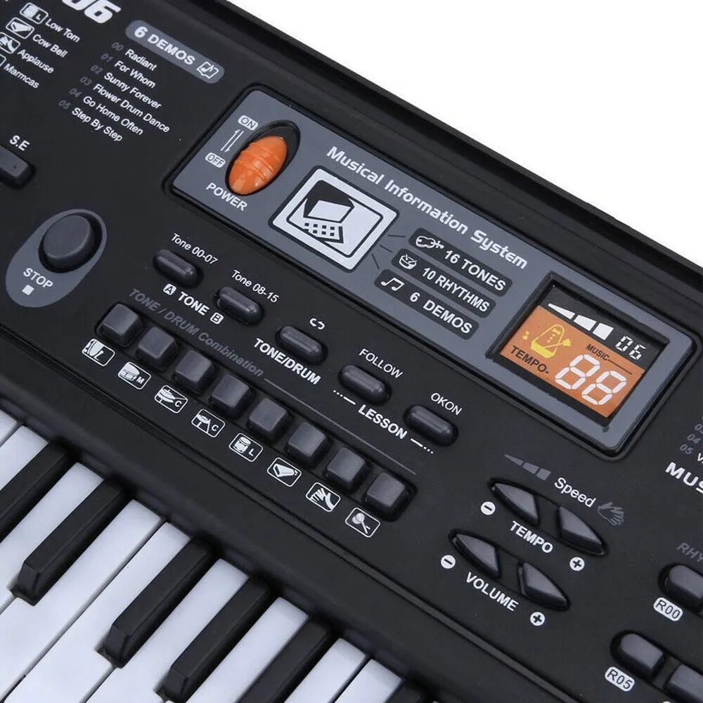 Electronic Keyboard For Kids - 61 Keys With Built-In Microphone, 16 Tones, 10 Rhythms