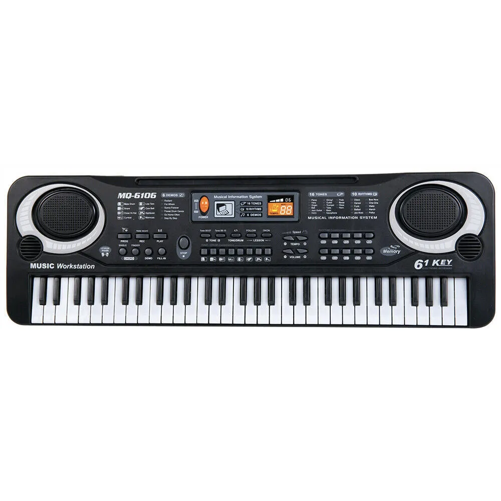 Electronic Keyboard For Kids - 61 Keys With Built-In Microphone, 16 Tones, 10 Rhythms