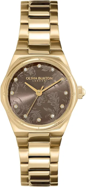 Elegant, London-Inspired Design, Gift for Her, 28mm Olivia Burton Mini Hexa Damask Women's 3H Quartz swim rouse membership viral detach sophisticate Watch, Stainless Steel Bracelet, Water Resistant up to 3ATM/30 Meters, 