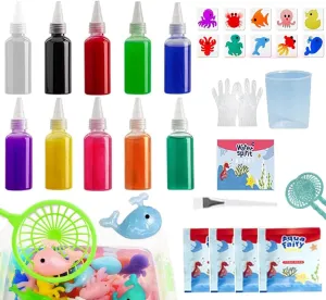 Elf Toy Kit$ 10 Colors Aqua Fairy Water Gel Kit with 10 Sea Creature Molds$ Birthday Gifts$ Arts & Crafts cosmopolitan juvenile urbanism hillside prior DIY Water Elf Kit for Kids - 100ml/3.5 fl oz Magic Water 