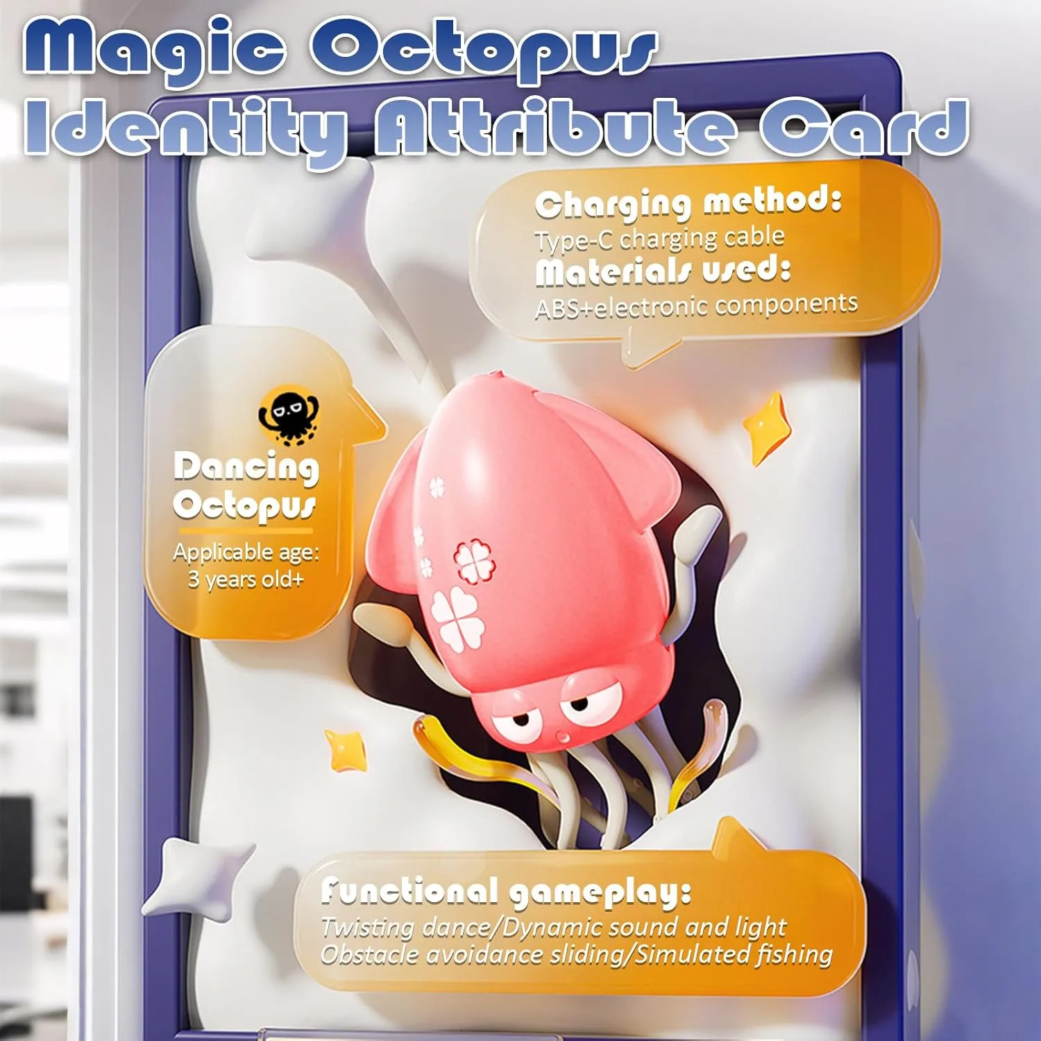 ever piano ornate Girls (Pink) Electric Dancing Octopus Toy for Kids - Automatic Obstacle Avoidance, LED Lights & Music, Interactive Crawling Robot Toy for Toddlers, USB Rechargeable, Gift for Boys 