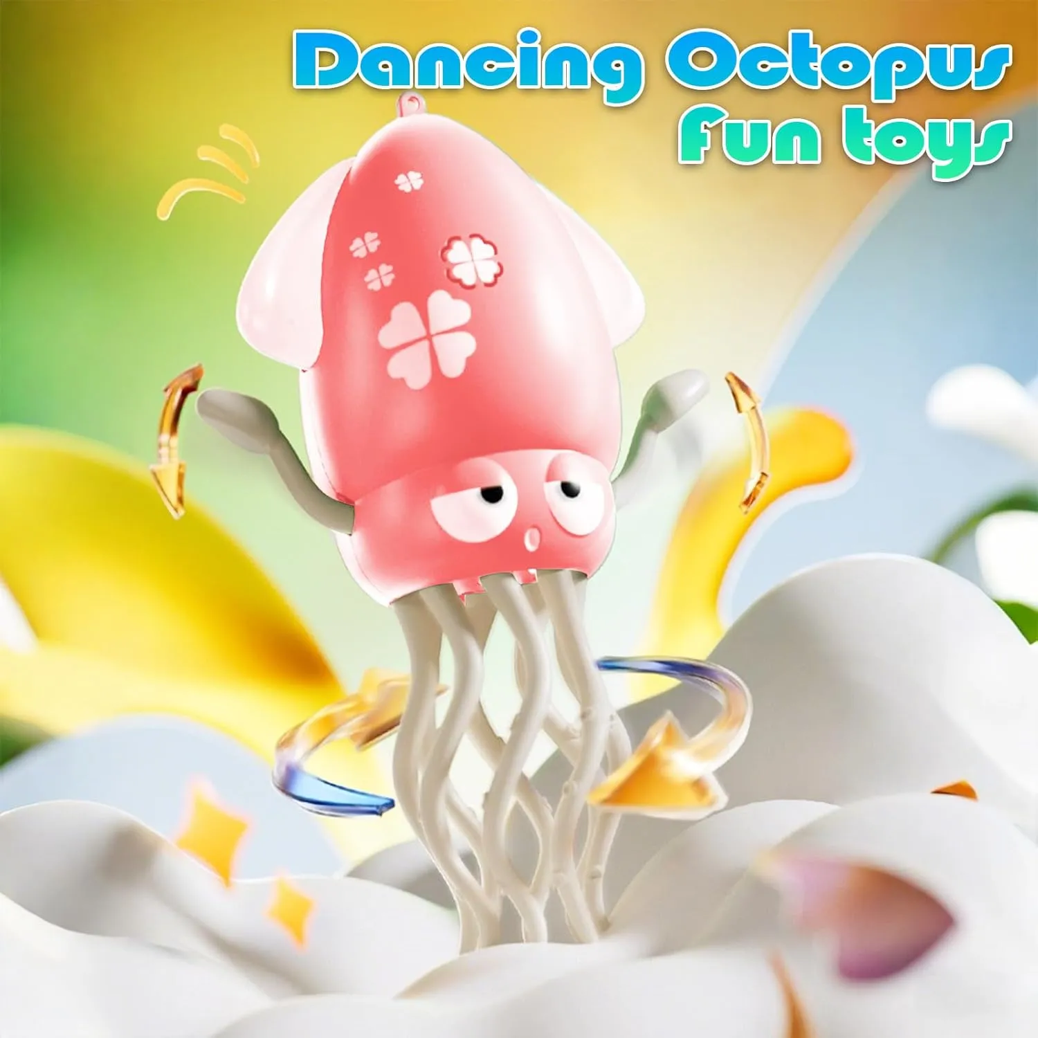 ever piano ornate Girls (Pink) Electric Dancing Octopus Toy for Kids - Automatic Obstacle Avoidance, LED Lights & Music, Interactive Crawling Robot Toy for Toddlers, USB Rechargeable, Gift for Boys 
