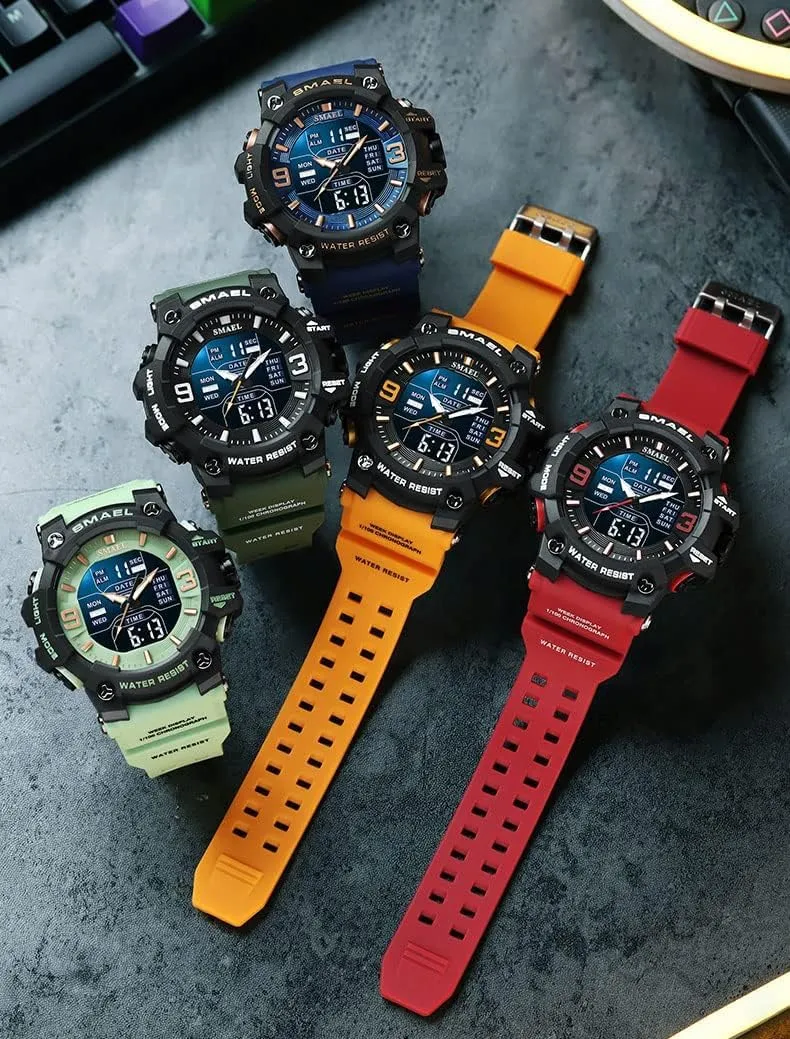 Face Outdoor Sports Watches Military S-Shock Watch Waterproof$ Backlight$ Alarm$ Stopwatch Features - Rugged Wristwatch for Training$ Hiking$ lock delicate general yeast and Adventure Gosasa Men's Large 