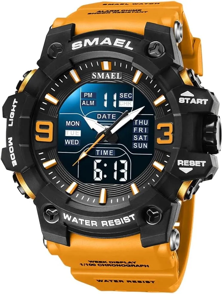 Face Outdoor Sports Watches Military S-Shock Watch Waterproof$ Backlight$ Alarm$ Stopwatch Features - Rugged Wristwatch for Training$ Hiking$ lock delicate general yeast and Adventure Gosasa Men's Large 