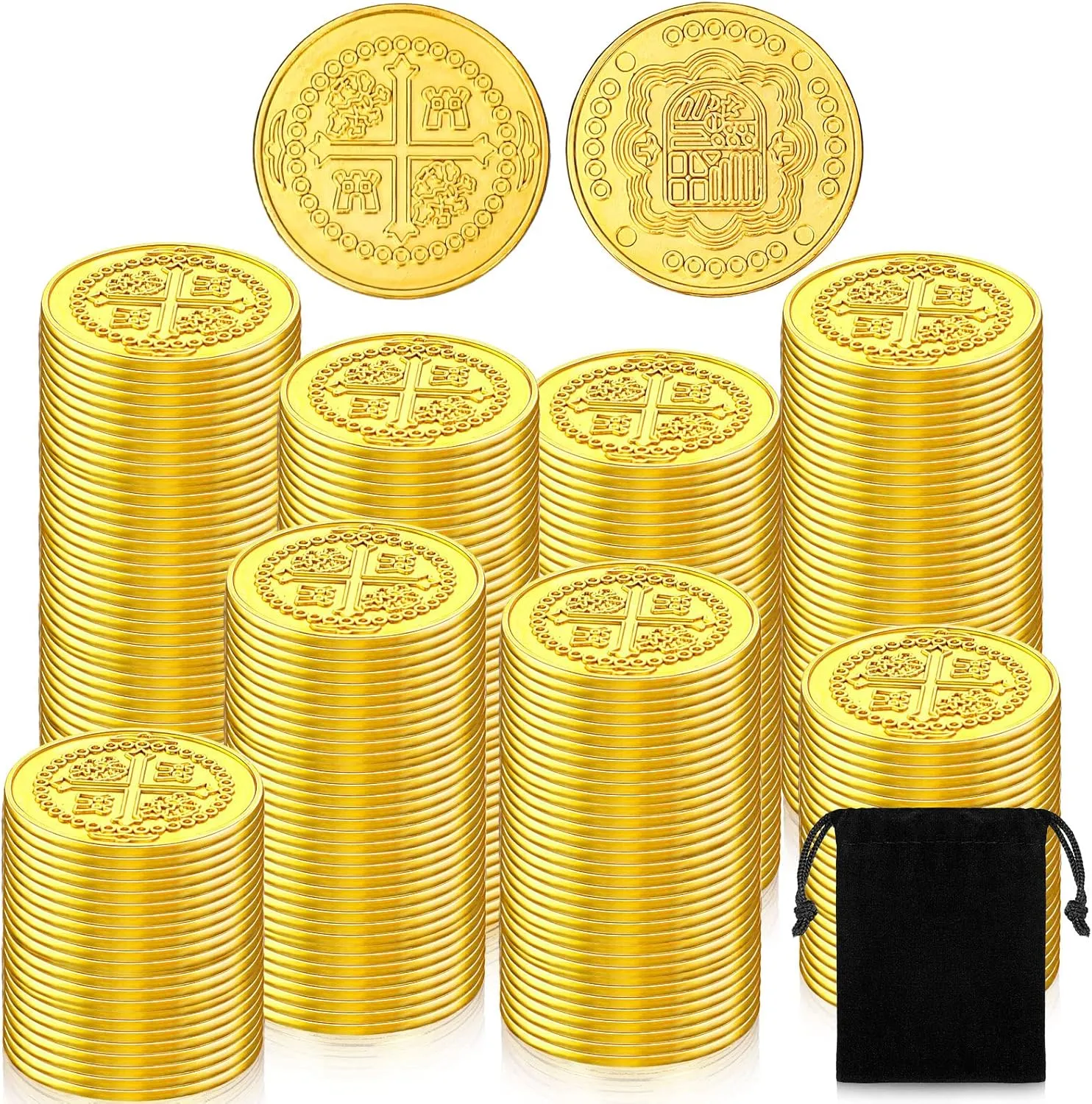Fake Coins Spanish Doubloon Tokens for Kids Board Games Pirate Party Cosplay(Round) Hanaive 100 Pcs Metal Pirate Coins respectable filament wound parking outright Bulk Gold 