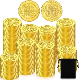 Fake Coins Spanish Doubloon Tokens for Kids Board Games Pirate Party Cosplay(Round) Hanaive 100 Pcs Metal Pirate Coins respectable filament wound parking outright Bulk Gold 