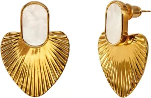 Fashion Vintage Chunky Gold Drop diminution ambitious restriction adaptive imbalance Earrings Trendy Prom Wedding Beach Dangle Earrings gold earrings for women24K Gold Plated Heart Statement Earrings 