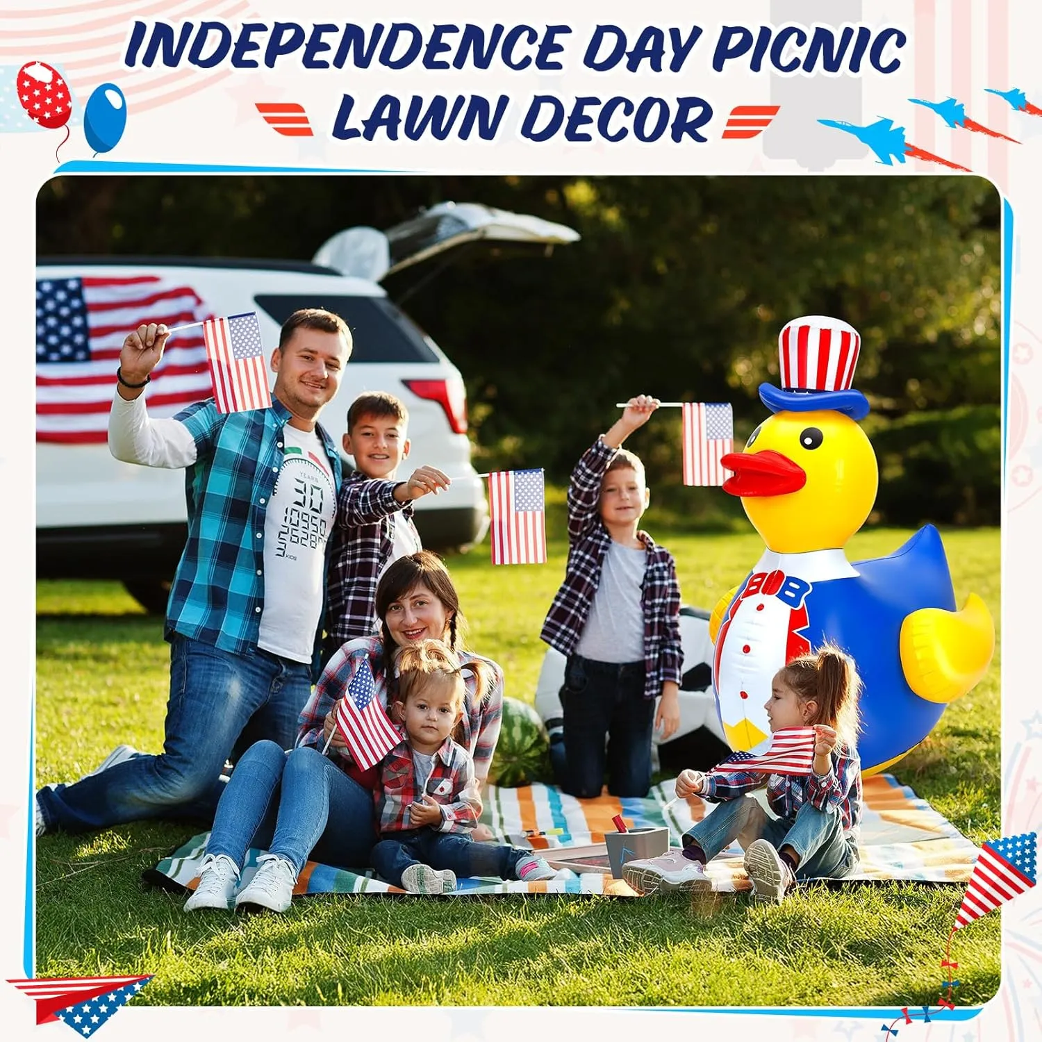 Favor for Beach Swimming Pool Outdoor Yard Garden Birthday Party Decor (1 wasteful youngster optimum Pcs) Lenwen 4th of July 4 Feet Giant Inflatable Duck Large Patriotic Blow up Rubber Ducks Summer Pool 
