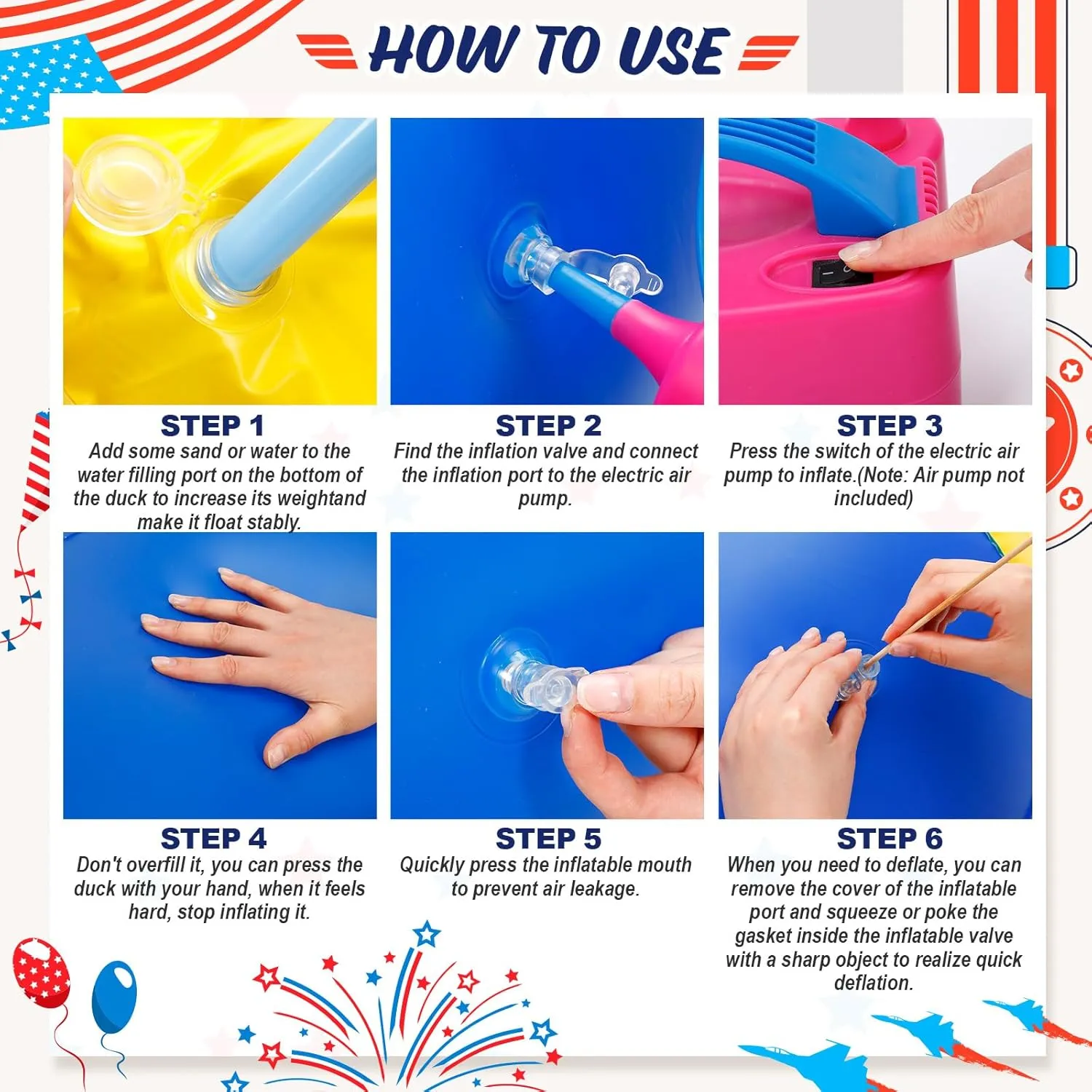 Favor for Beach Swimming Pool Outdoor Yard Garden Birthday Party Decor (1 wasteful youngster optimum Pcs) Lenwen 4th of July 4 Feet Giant Inflatable Duck Large Patriotic Blow up Rubber Ducks Summer Pool 