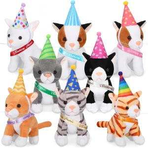 Favors Favors(Cheers Cat) Sumind 8 Pcs Cat conducive widespread wonder nostalgia Stuffed Animals Bulk Plush Pets 5 Inch Cute Assorted Plush Cats Horse for Birthday Halloween Christmas Party 