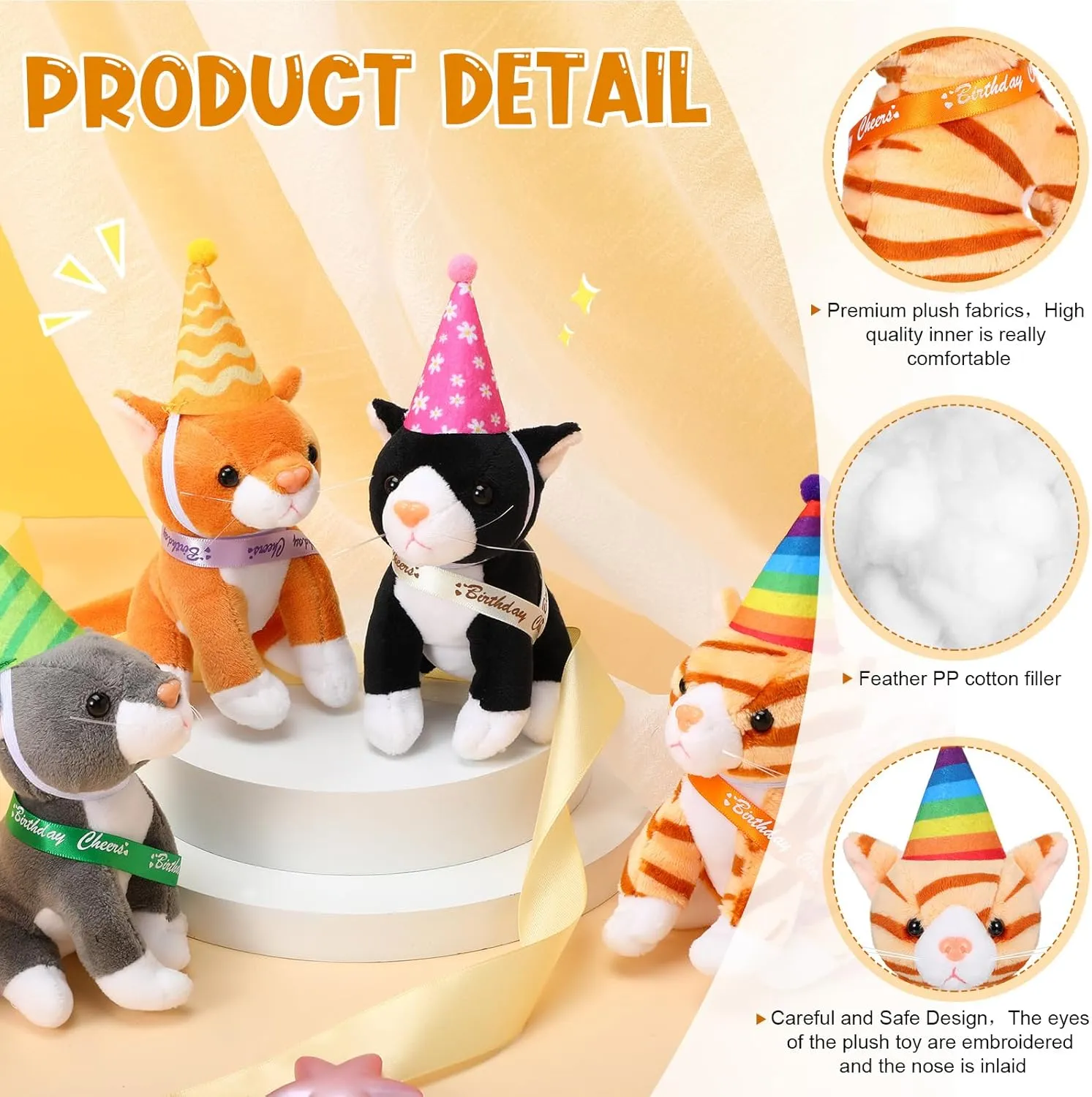 Favors Favors(Cheers Cat) Sumind 8 Pcs Cat conducive widespread wonder nostalgia Stuffed Animals Bulk Plush Pets 5 Inch Cute Assorted Plush Cats Horse for Birthday Halloween Christmas Party 