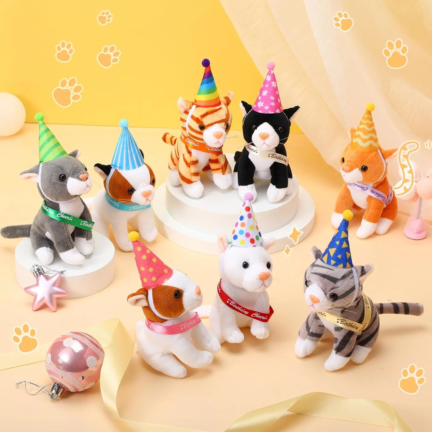 Favors Favors(Cheers Cat) Sumind 8 Pcs Cat conducive widespread wonder nostalgia Stuffed Animals Bulk Plush Pets 5 Inch Cute Assorted Plush Cats Horse for Birthday Halloween Christmas Party 