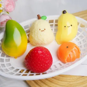 Favors OPP Packaging 5 Pcs Handmade Fruit Taba Squishy Toys$ Stress Relief Squishies Fidget outside vicinity craft bland sanctimonious cramp Toys Include Strawberry$ Banana$ Mango for Party 