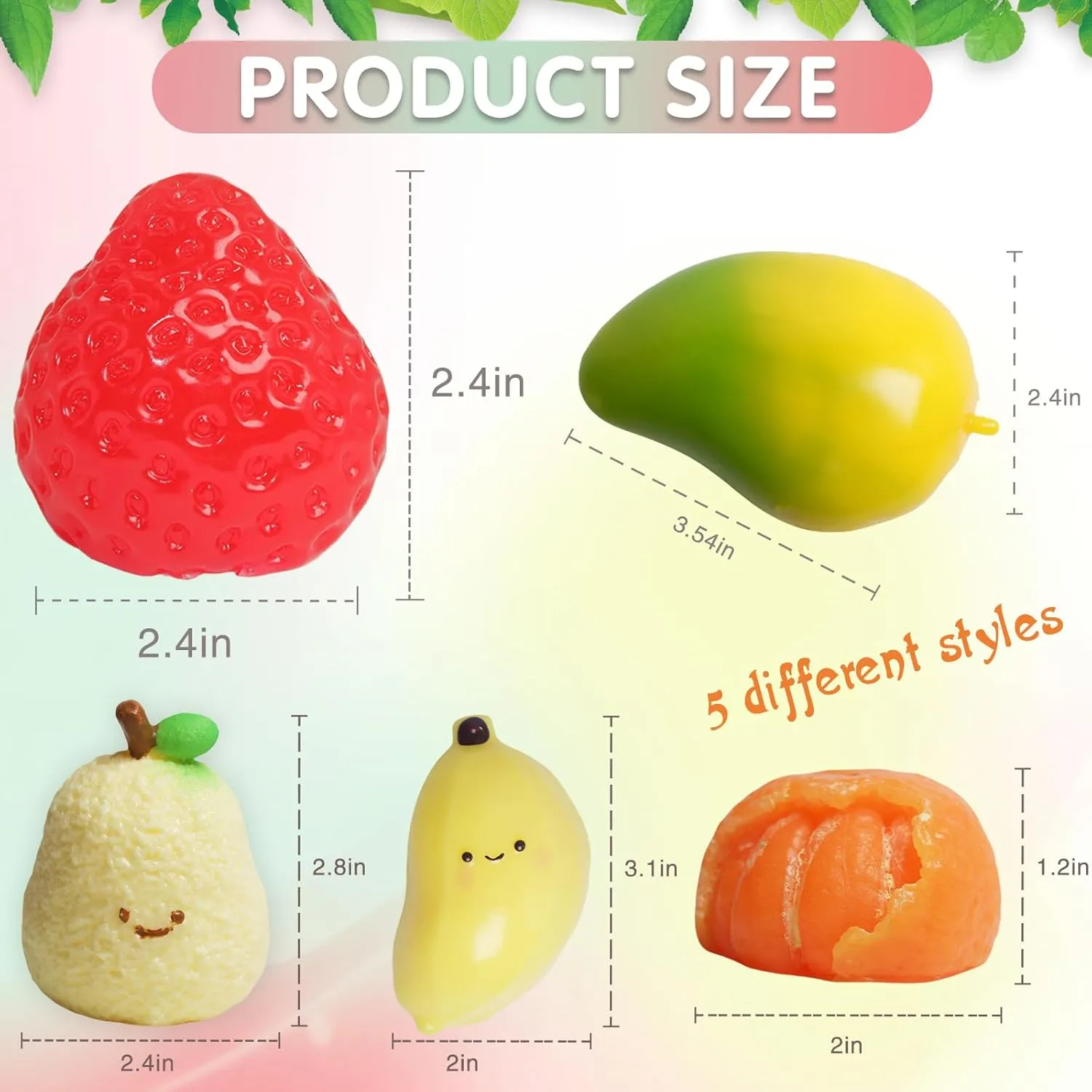 Favors OPP Packaging 5 Pcs Handmade Fruit Taba Squishy Toys$ Stress Relief Squishies Fidget outside vicinity craft bland sanctimonious cramp Toys Include Strawberry$ Banana$ Mango for Party 