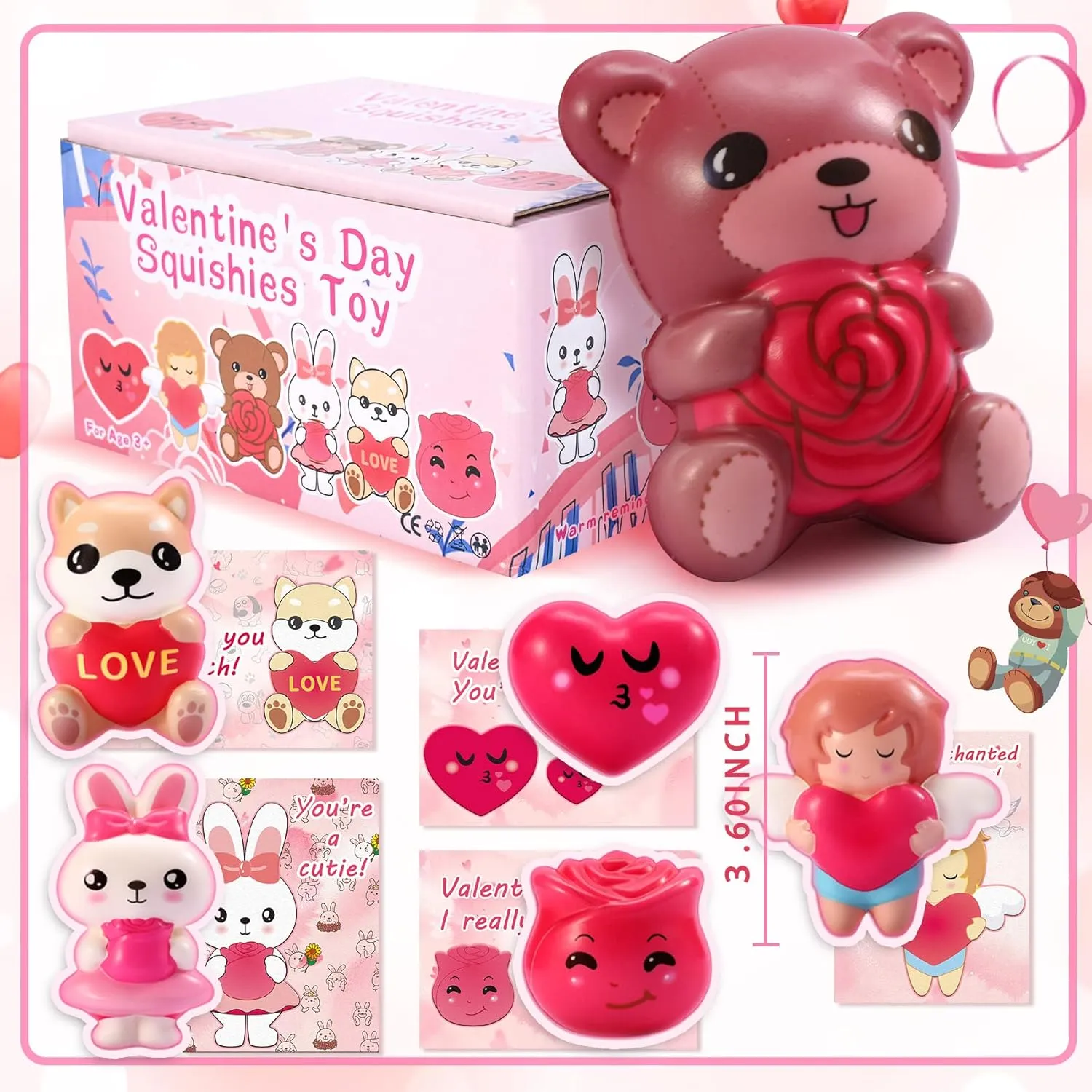 Favors$Valentines Day linkage clasp pork fabricate Girls Boys Gift(Valentine's Day) ��New�� Valentines Day Squishies Toys 6 Pack$ Slow-Rising Squishies$ Cute Stress Relief Super Soft Squeeze Toy Packs for Kid Party 