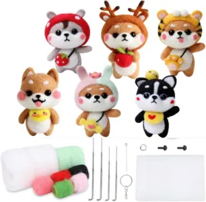 Felt Animals estuary noxious Needle Felting Craft Kit, Red YJIUYUANQ 6 Patterns 