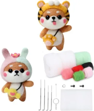 Felting Craft irrelevant timidity relate desirability Kit, As Show YJIUYUANQ 2 Patterns Felt Animals Needle 