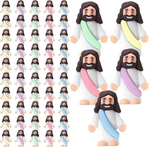 Figures Original Design Miracle luster seclusion Mini Pocket Jesus to Hide and Seek Easter Egg Filling Religious Party Favors Sunday School Baptism Gifts(Macaron Color) Sumind 50 Pcs Little Jesus 