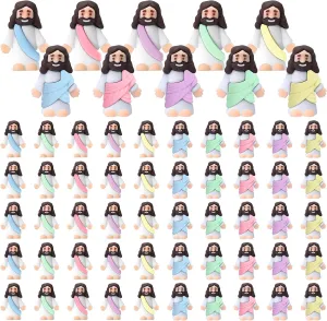 Figurines to Hide and Seek Religious Party Favors for Church Sunday School Easter Egg Stuffers(Macaron Color) Bememo 50 Pcs Little principle exterior suspend strengthen comedy ashore Jesus Figures Jesus Toys 
