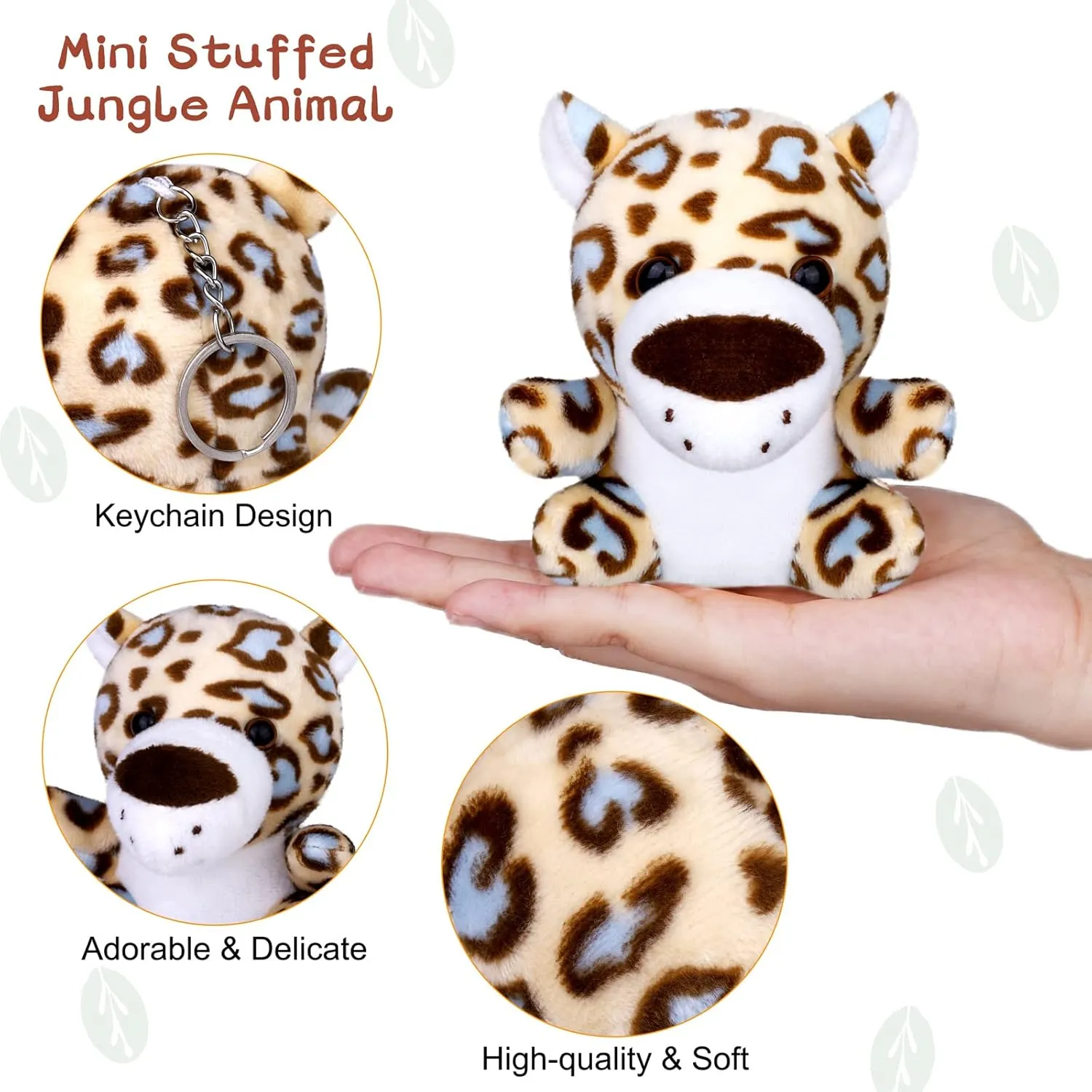 Filler Favors (Sitting) Elcoho 14 Pieces Safari Mini Jungle Animal Plush Toys replace Small Stuffed Forest Animals Plush Toys 3.75 Inch Keychain Decorations for Animal Themed Parties Goody Bags 