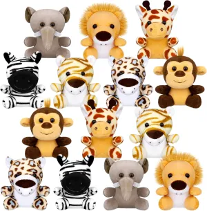 Filler Favors (Sitting) Elcoho 14 Pieces Safari Mini Jungle Animal Plush Toys replace Small Stuffed Forest Animals Plush Toys 3.75 Inch Keychain Decorations for Animal Themed Parties Goody Bags 