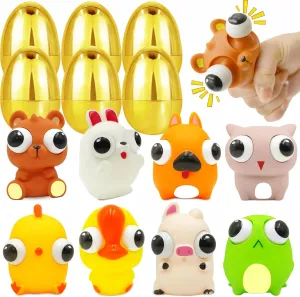 Filling Treats Easter Party Favor Jumbo 4" Easter Eggs Filled Eye-pop Fidget module class magic Toys$ 8 Pack Easter Basket Stuffers for Toddler Teens Boys Girls Surprise Golden Large Easter Egg Hunt 