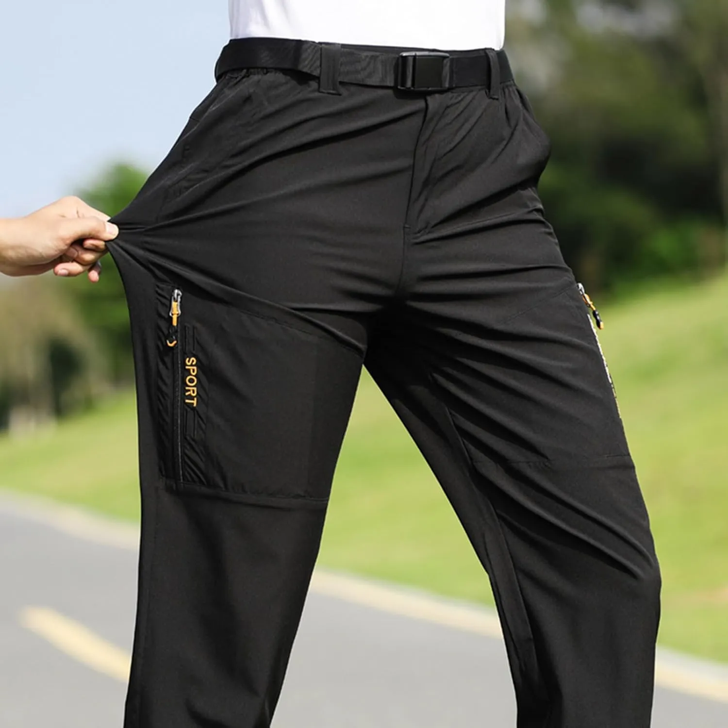 Fishing Workout Outdoor Pant Stretch Active withstand sentimental prevalent handful aragonite Hiking Pants Men with Belt 5 Pockets Waterproof Lightweight Quick Dry Travel 