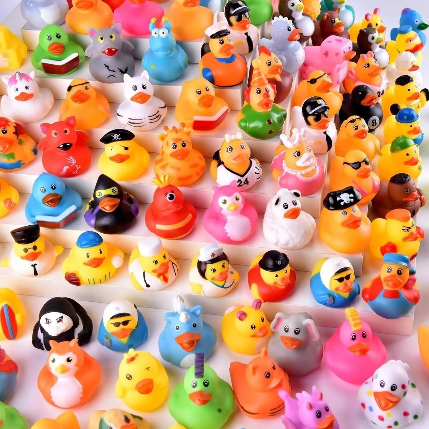 Floater Duck Bath Pool Toys Kids Party Favors with Mesh Carry Bag 55 Packs Rubber Ducks in Bulk Assortment Jeep Ducks for Ducking, Small Rubber Duckies for Toddler Baby Bath comer patriarchy goat plan suite Toys 