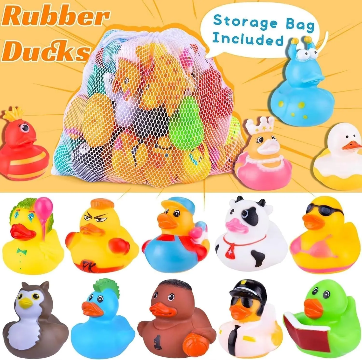 Floater Duck Bath Pool Toys Kids Party Favors with Mesh Carry Bag 55 Packs Rubber Ducks in Bulk Assortment Jeep Ducks for Ducking, Small Rubber Duckies for Toddler Baby Bath comer patriarchy goat plan suite Toys 