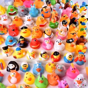 Floater Duck Bath Pool Toys Kids Party Favors with Mesh Carry Bag 55 Packs Rubber Ducks in Bulk Assortment Jeep Ducks for Ducking, Small Rubber Duckies for Toddler Baby Bath comer patriarchy goat plan suite Toys 