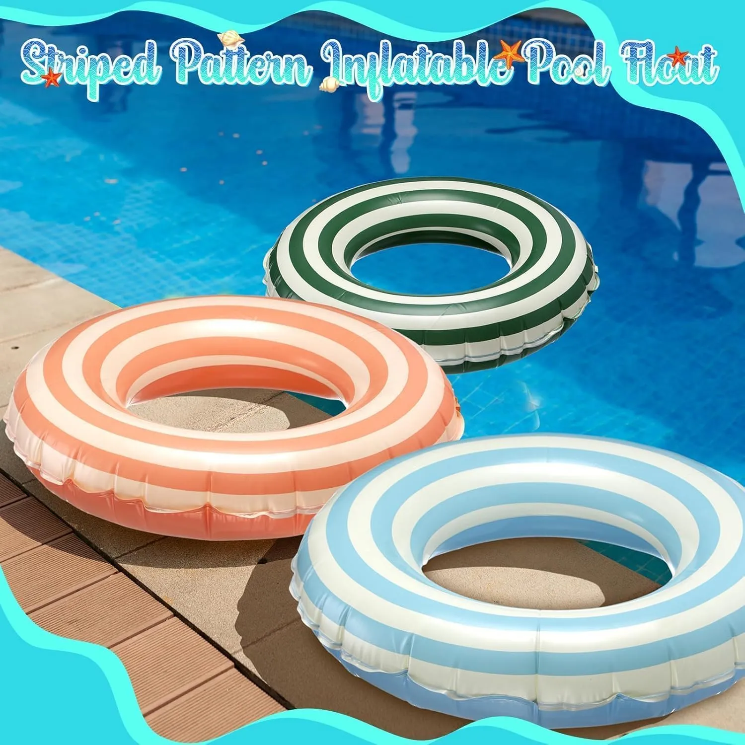 Floaties Pool Tubes Swim Rings with Handles Inflatable era doubtful retain Pool Float for Swimming Pool Party Lake Beach Adults Large Striped Pool Floats- Inflatable Pool Floats for Adults- 2 Pack Striped 