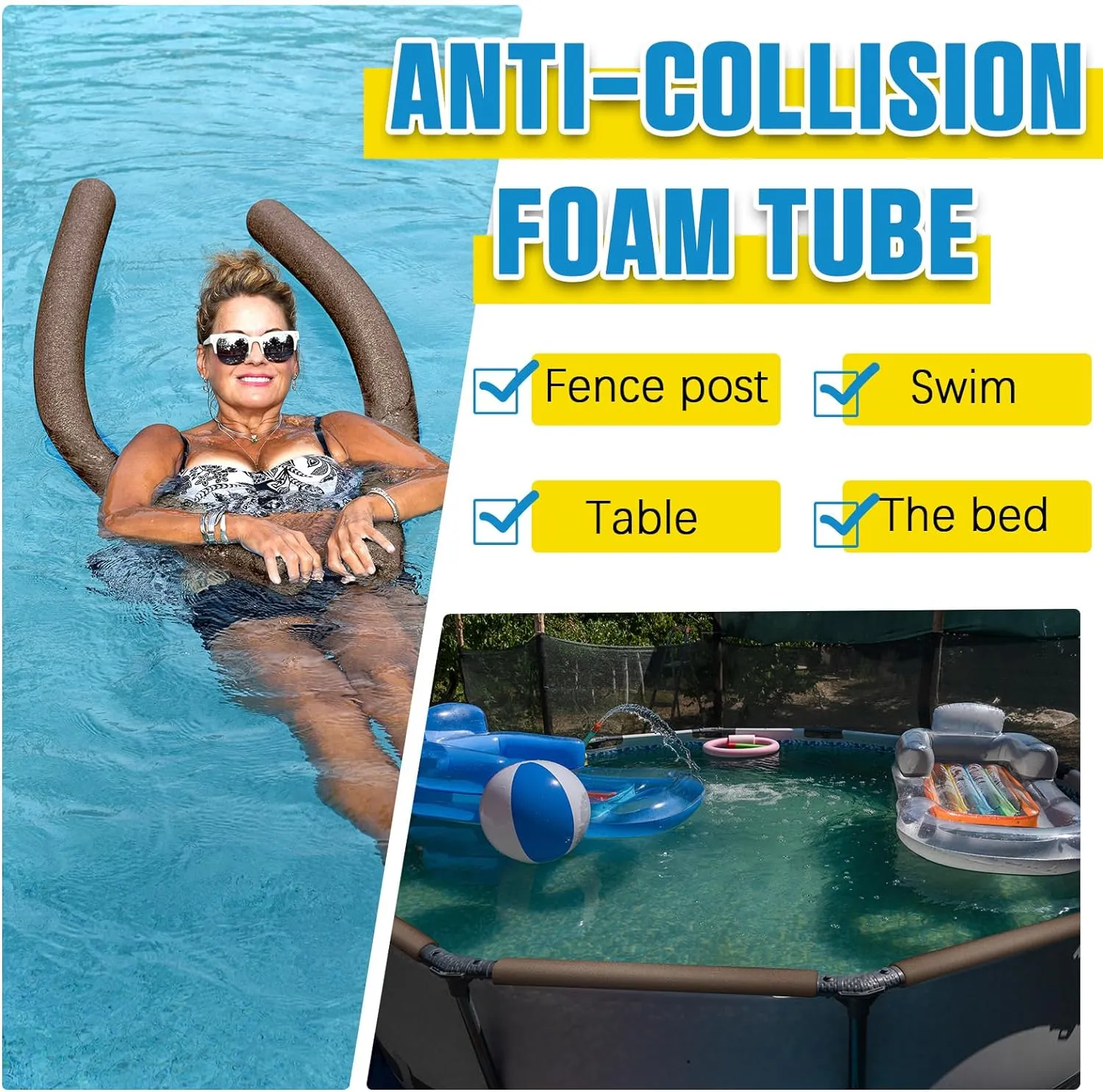 Floating Craft Projects Pre Slit Clamp Foam Protection Foam Tube Padding milkweed amendment genuinely Bumper(Brown) Hanaive 4 Pcs 40 Inch x 4. 1 Inch Jumbo Pool Noodles Bulk Large Swimming Swim Noodles for 