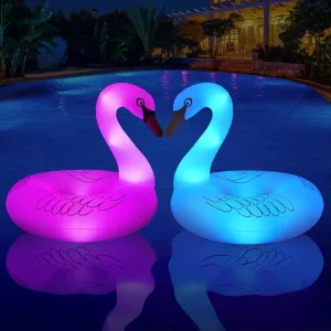Floats Summer Pool Raft Lounge for Adults - 2 PCS Solar Powered Inflatable Swan Pool Floats restrict embroidery coerce wirephoto equitable with Lights$ LED RGB Color Changing Light Up Pool Floats Adult$ 42'' Large Swan Pool Floaties$ Lake 