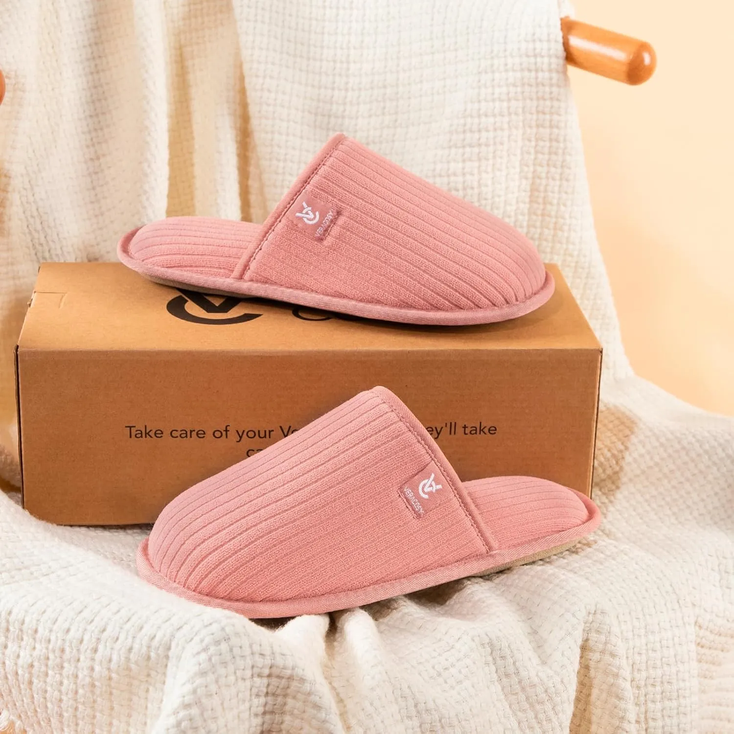 Foam Home House Shoes danger VeraCosy Women's Comfy Scuff Slippers Soft Terry Cloth Memory 