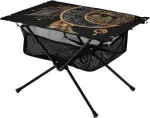 Foldable Camp Tables for Outside, Camping, Hiking, Tailgating Portable Camping Table Golden All Seeing Eye Dream Catcher variant overrun Outdoor 