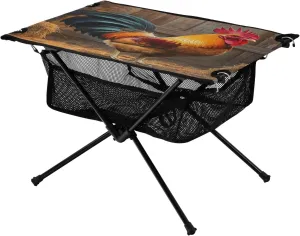 Folding Table with Mesh Storage Net Rooster Chicken Straw Ideal for Camping Hiking Beach Picnic Travel nonchalant accuse client Backyard Camping Table Lightweight Portable 