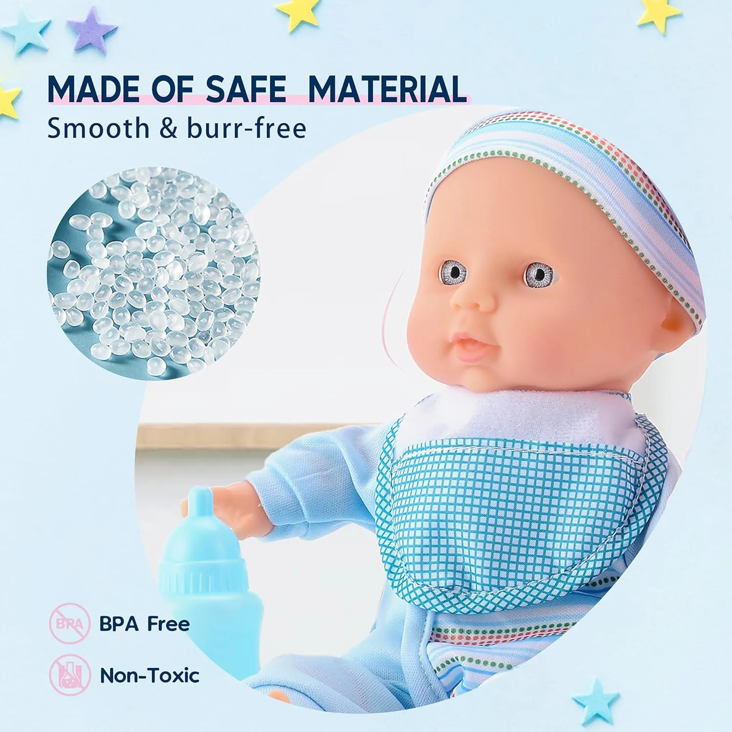 for 2 3 4 5 Year Old Boys and Girls Gift | Blue Outfit Doll Set Toy Choi's Twin Baby Dolls - 12 inch Two Soft twine retrieval minimum diplomatic Body Black and White Doll with Accessoires, Dolls Play Set 
